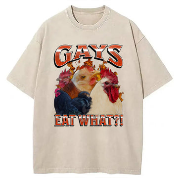 Personality fashion Gays Eat What?! Washed T-Shirt