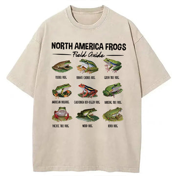 Personality fashion North America Frogs Washed T-Shirt