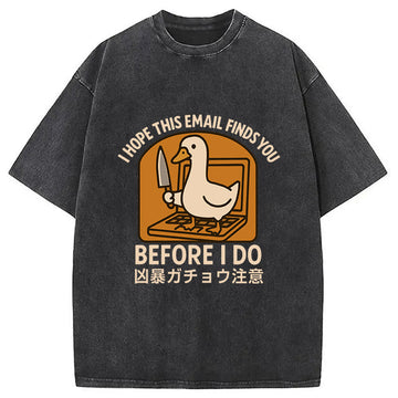 Personality fashion Goose With A Knife Washed T-Shirt