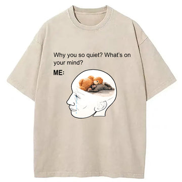 Personality fashion Lonely Baby Monkey Punch Washed T-Shirt