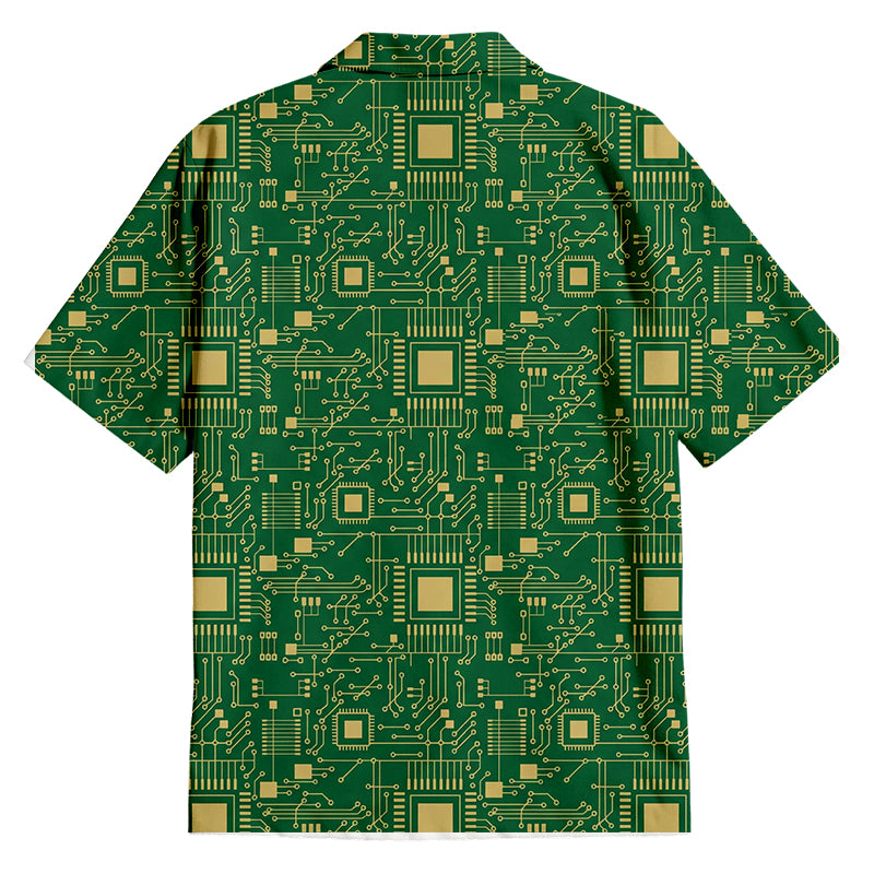 Technology Sense Circuit Board Button Up Pocket Shirt