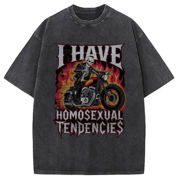 Personality fashion I Have Homosexual Tendencies Washed T-Shirt
