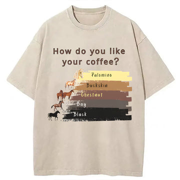 Personality fashion Funny Horse and Coffee Washed T-Shirt