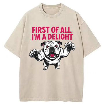 Personality fashion Fierce Bulldog Delight Washed T-Shirt
