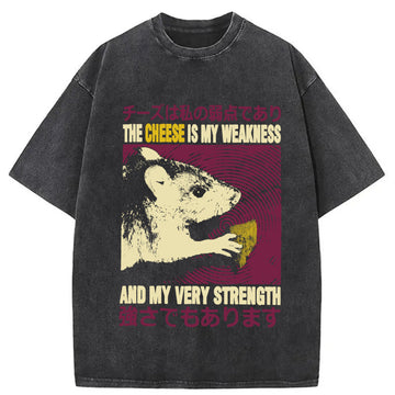Personality fashion The Cheese is My Weakness Washed T-Shirt