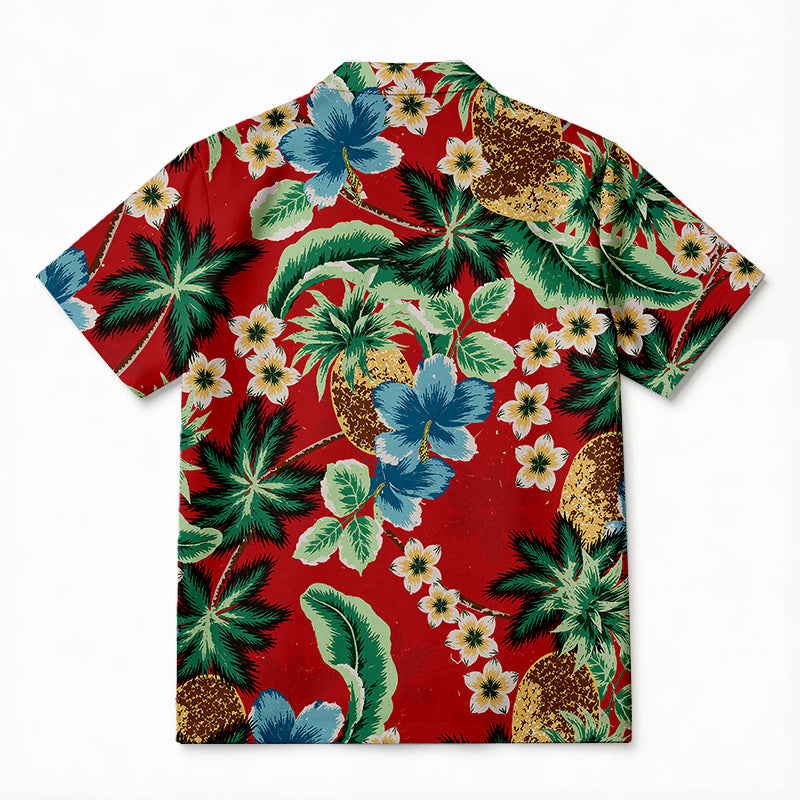 Personality fashionPineapple and Flower Hawaiian Shirt