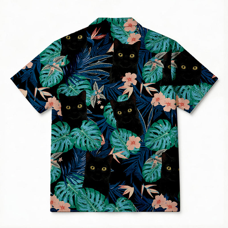 Personality fashionTropical Black Cat Hawaiian Shirt
