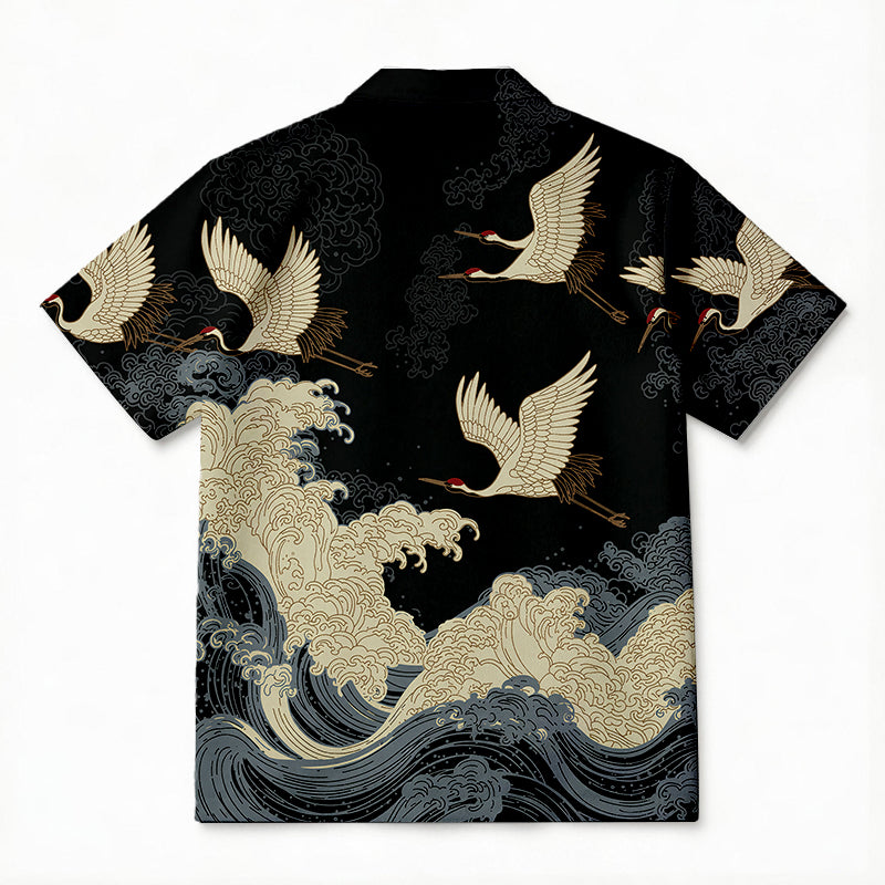Personality fashionCrane Waves Elegance Hawaiian Shirt