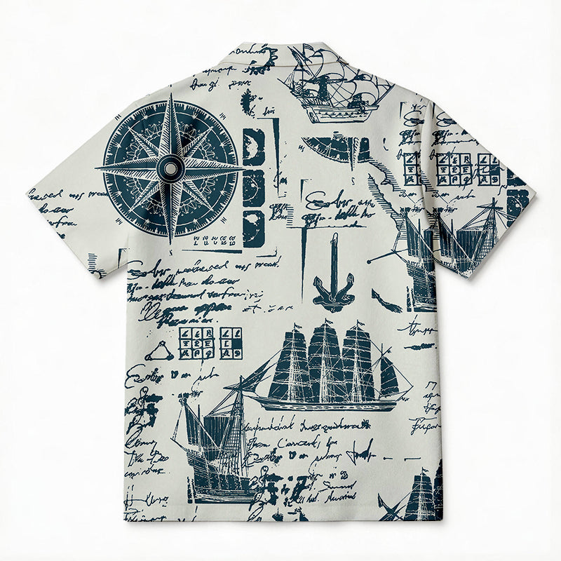 Personality fashionNautical Explorer Map Hawaiian Shirt