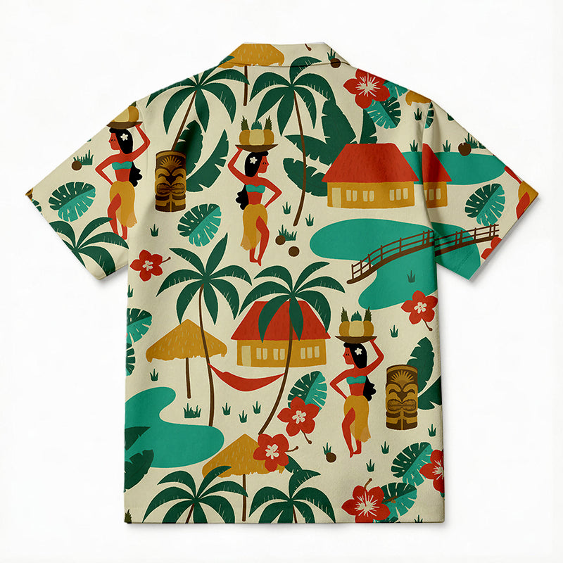Personality fashionRetro Tiki Paradise Hawaiian Shirt