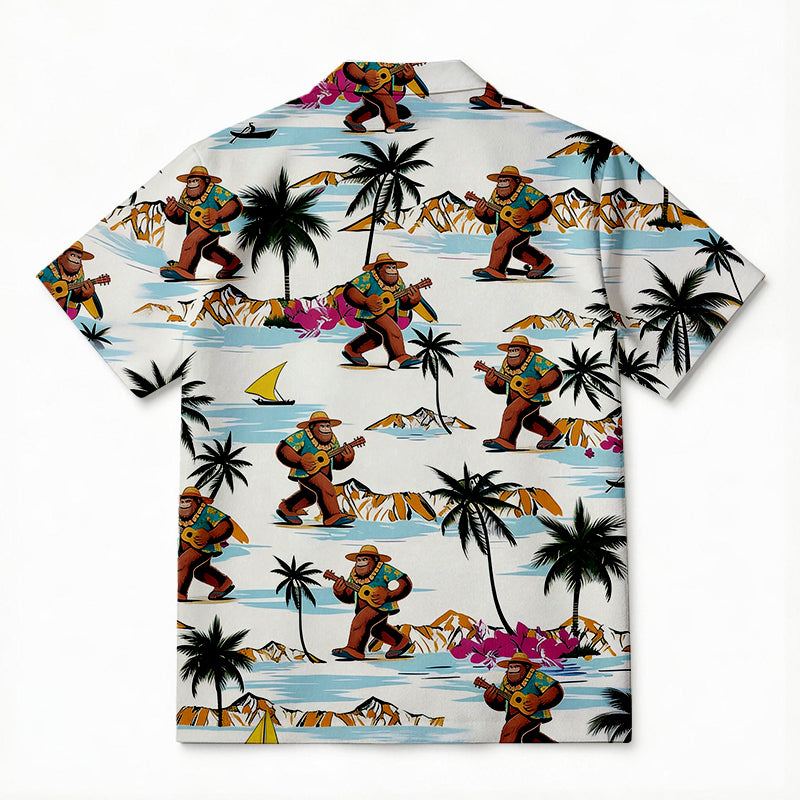 Personality fashionBigfoot Beach & Guitar Hawaiian Shirt