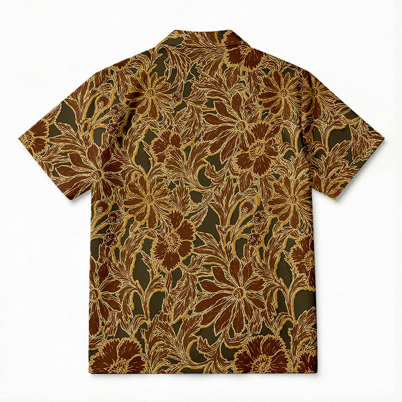 Personality fashionBatik Golden Bloom Hawaiian Shirt