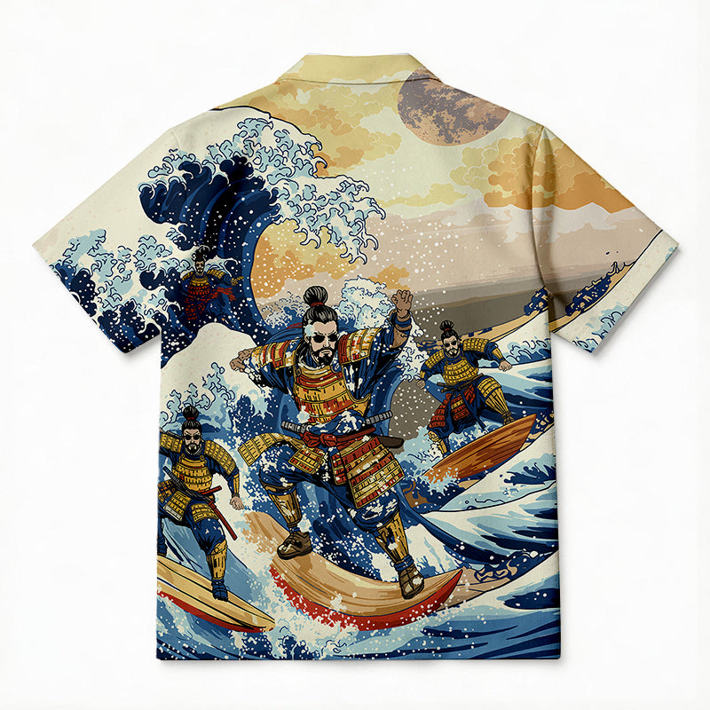 Personality fashionJapanese Samurai Surfing Aloha Hawaiian Shirt