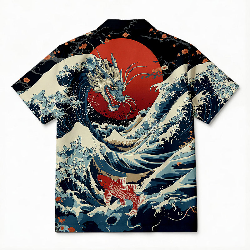 Personality fashionJapanese Dragon Koi Fish Hawaiian Shirt
