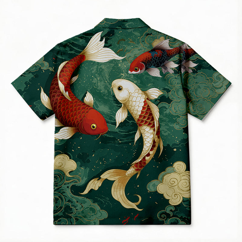 Personality fashionVintage Koi Fish Hawaiian Shirt