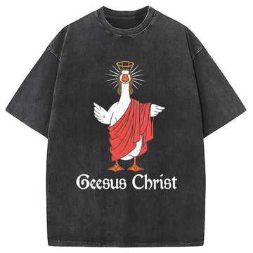 Personality fashion Geesus Christ Funny Washed T-Shirt
