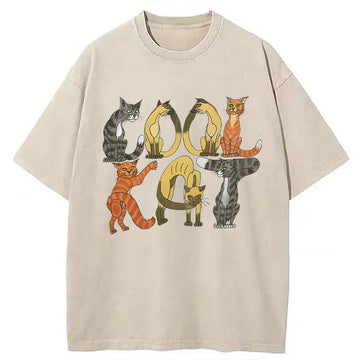 Personality fashion Cool Cat Washed T-Shirt