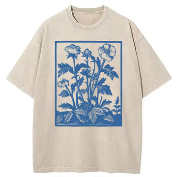 Personality fashion Wildflowers Washed T-Shirt