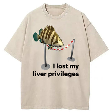 Personality fashion Funny Fish Meme Washed T-Shirt