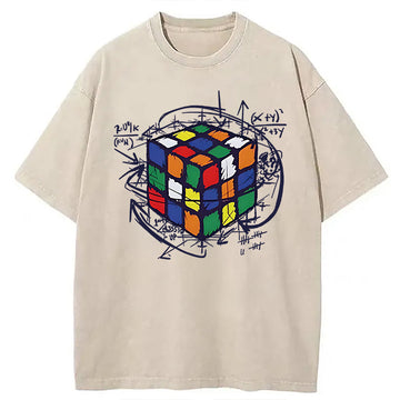 Personality fashion Rubik's Cube Solution Puzzle Algorithm Washed T-Shirt