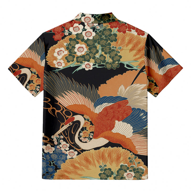 Japanese Colorful Crane Hawaiian Shirt