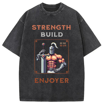 Personality fashion Strength Build Enjoyer Dank Souls Meme Washed T-Shirt