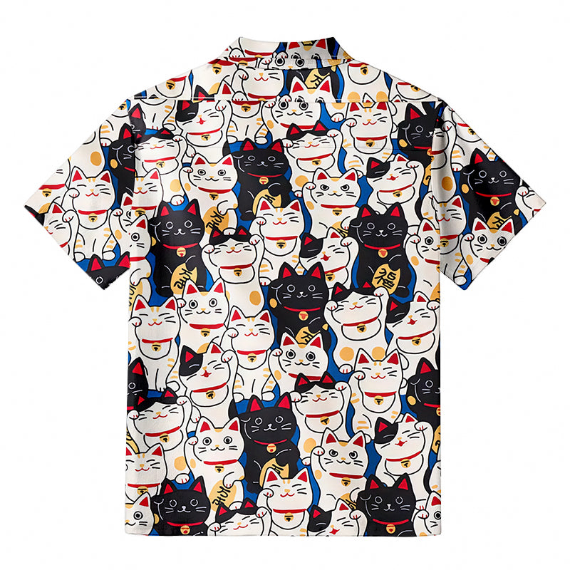Edo Period Lucky Cat Hawaiian Shirt