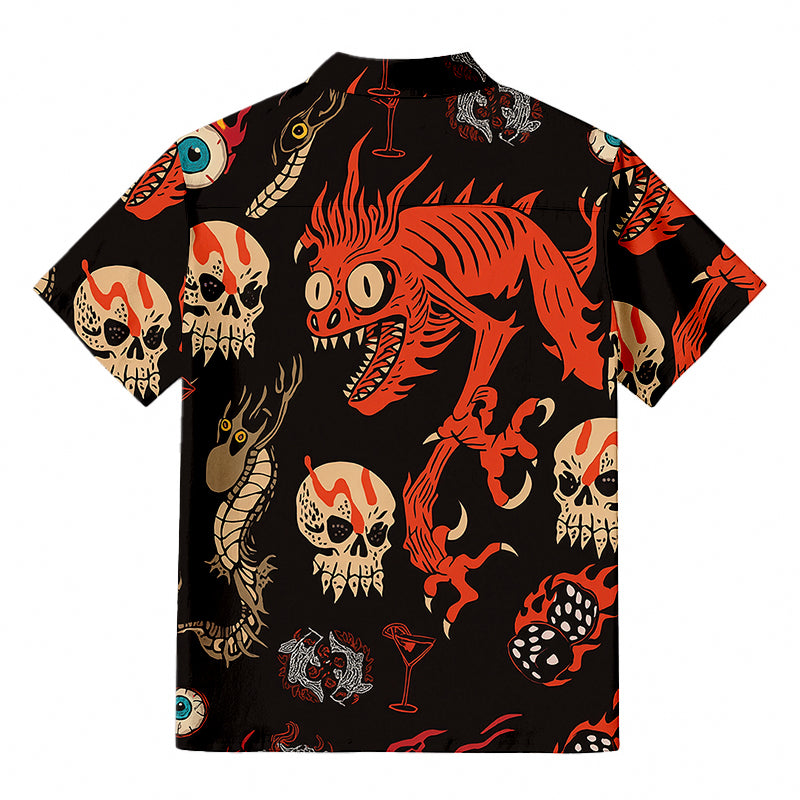 Personality fashionRetro Halloween Fusion Hawaiian Shirt