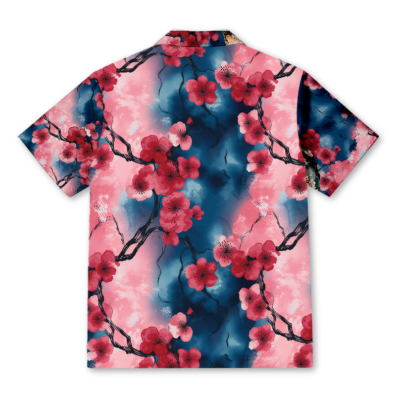 Personality fashionFloral Cherry Blossom Pagoda Hawaiian Shirt