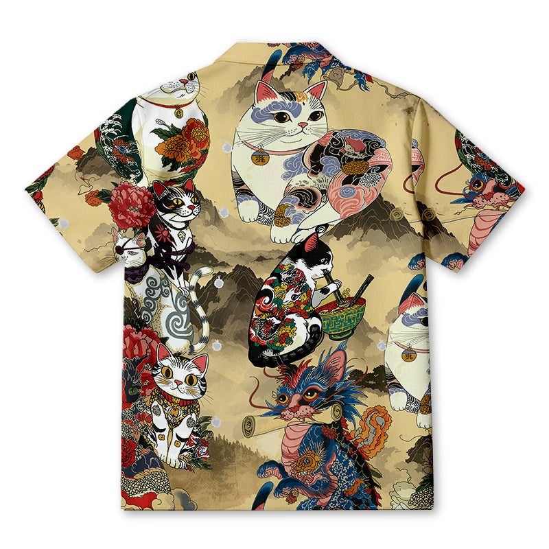 Personality fashionLucky Cat Aloha Hawaiian Shirt