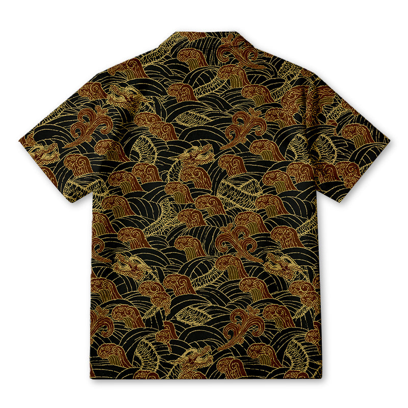 Personality fashionJapanese Dragon Wave Hawaiian Shirt