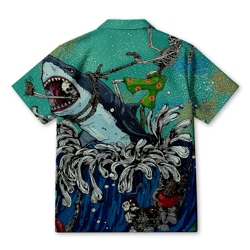 Personality fashionShark Surfboard Hawaiian Shirt