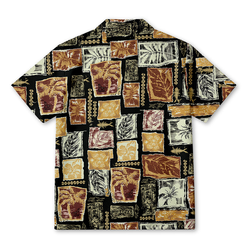 Personality fashionTribal Palm Patchwork Hawaiian Shirt