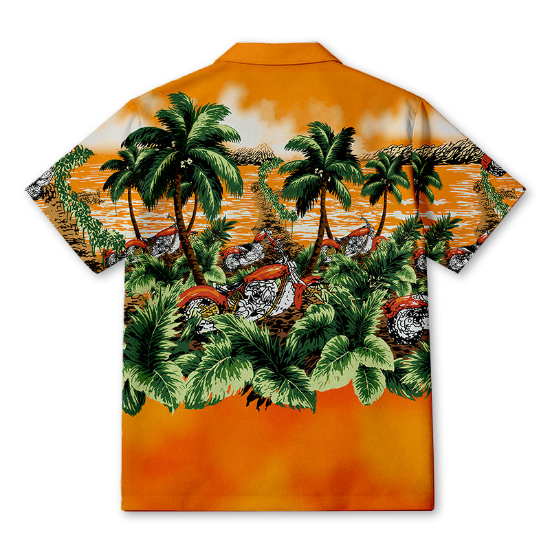Personality fashionPacific Legend Motorcycle Hawaiian Island Sunset Hawaiian Shirt