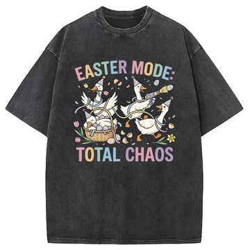 Personality fashion Easter Goose Washed T-Shirt