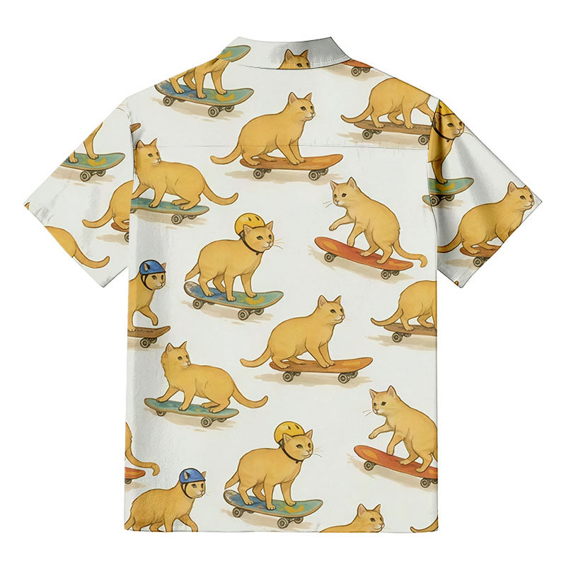 Cat Skateboarding Hawaiian Shirt