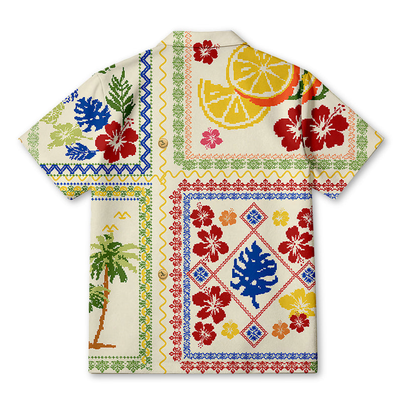 Personality fashionPixel Tropic Lemon Hawaiian Shirt