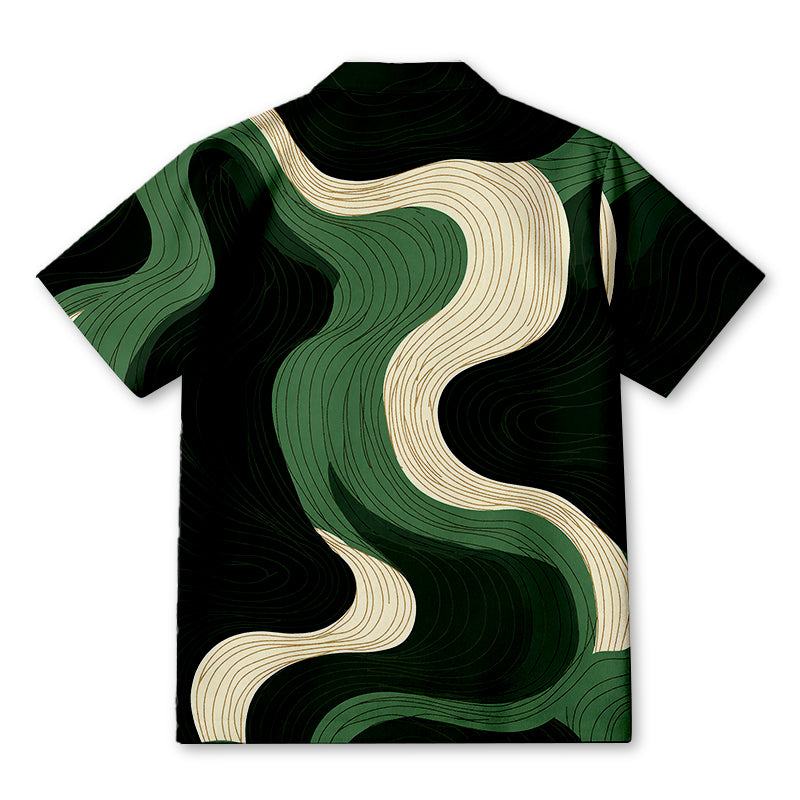 Personality fashionGreen Wave Contour Hawaiian Shirt