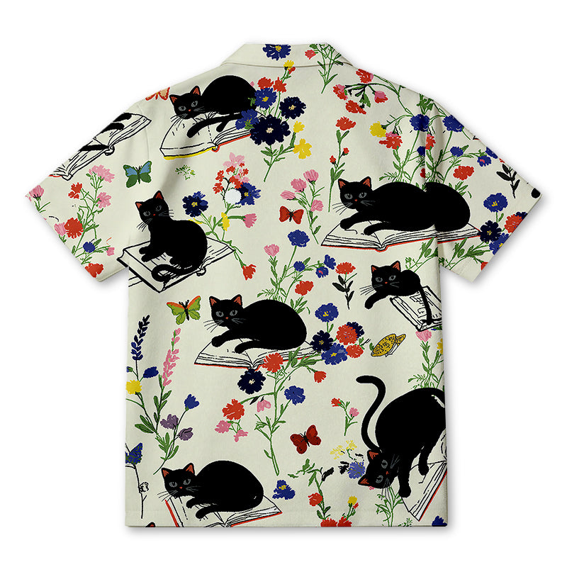 Personality fashionBlack Cat Tropical Hawaiian Shirt