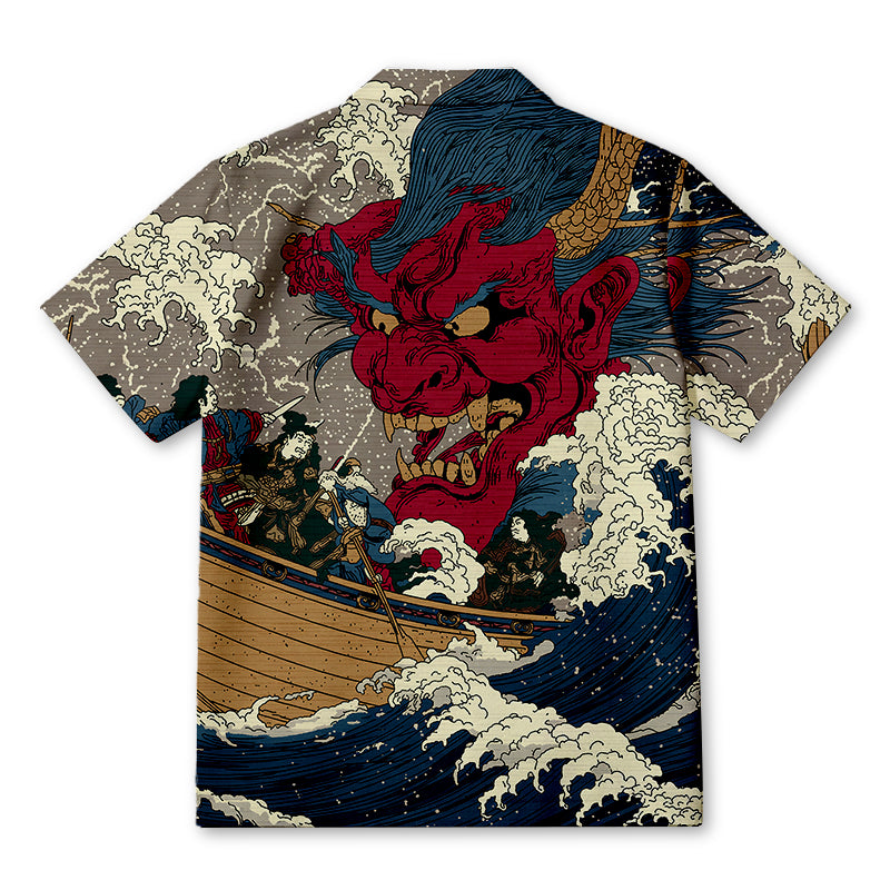 Personality fashionDemon And Samurai At Sea Hawaiian Shirt