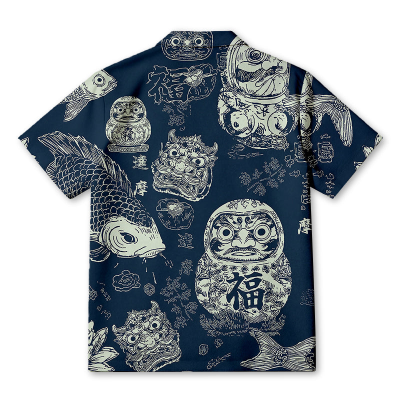 Personality fashionDaruma And Koi Hawaiian Shirt