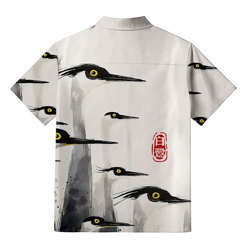 Elegant Egret Aloha Hawaiian Shirt