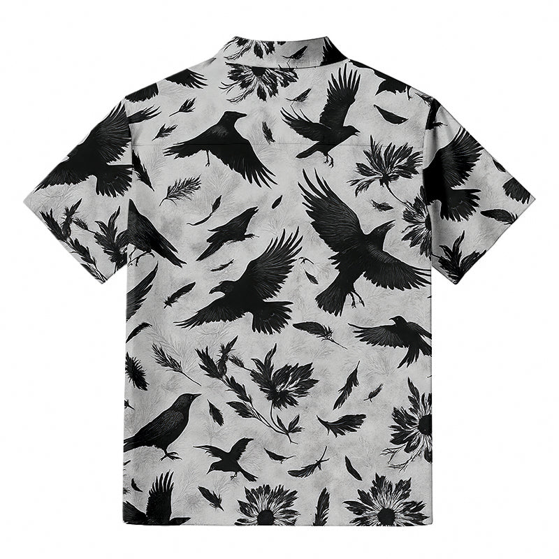 Crows Amongst Blossom Hawaiian Shirt