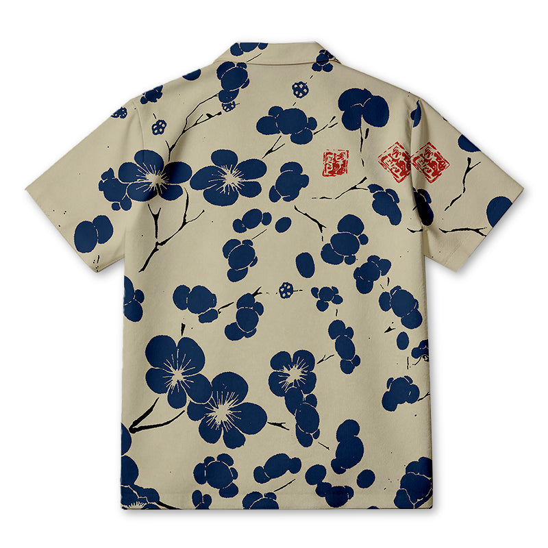 Personality fashionCherry Blossom Japanese Lino Art Hawaiian Shirt