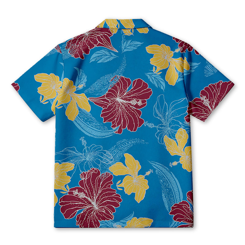 Personality fashionBlue Hibiscus Floral Hawaiian Shirt