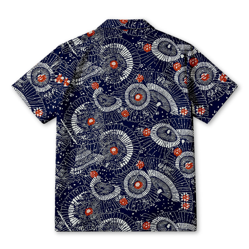Personality fashionJapanese Retro Folding Fan Hawaiian Shirt