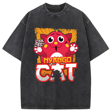 Personality fashion Nyango Star a Nyango Star Washed T-Shirt