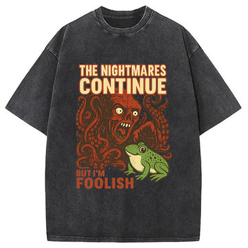 Personality fashion Silly Frog Among Nightmares Meme Washed T-Shirt