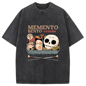 Personality fashion Memento Bento Skull Washed T-Shirt