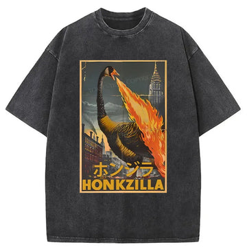Personality fashion Funny Honkzilla Washed T-Shirt